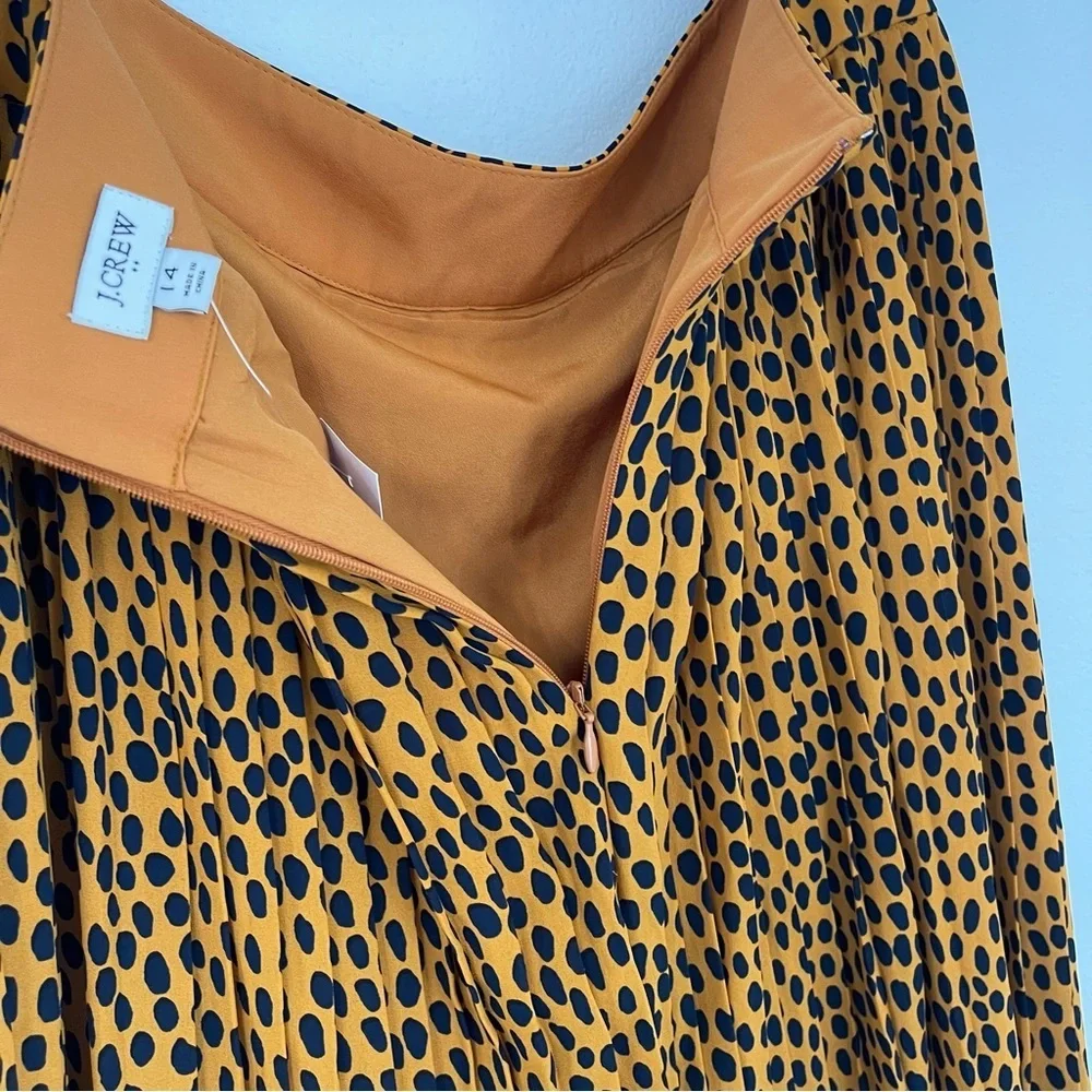 J. CREW Factory Animal Print Pleated Midi Skirt NWT Style AO089 Size 14